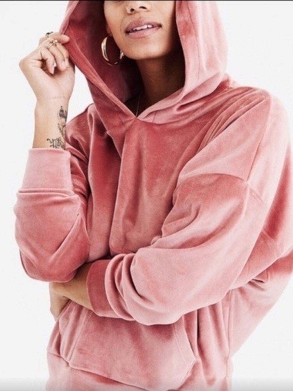 American Eagle Outfitters Dusty Pink Velvet Hoodie